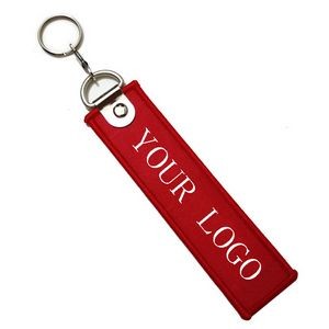 Double sided Embroidered Woven Mark Key Tag