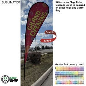 72 Hr Fast Ship -16' X-Large Tear Drop Flag Kit, Full Color Graphics Double Side, Spike and Bag