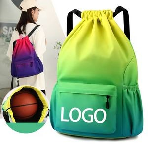 Drawstring Backpack with Side Pocket
