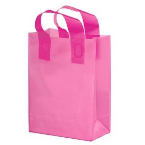 Color Frosted Soft Loop Plastic Shopper Bag w/Insert (10"x5"x13")