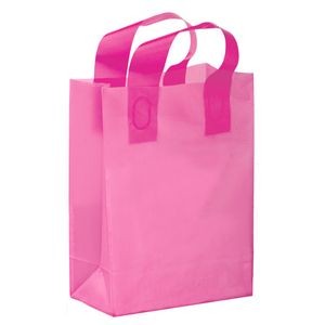Color Frosted Soft Loop Plastic Shopper Bag w/Insert (8"x4"x11")