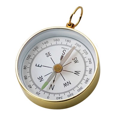 Open-Faced Brass Colored Compass