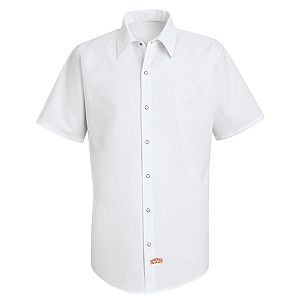 Men's Short Sleeve Polyester Work Shirt (White)