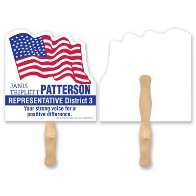 Flag Shape Full Color Single Sided Paper Hand Fan