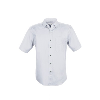 MEN EASY CARE COTTON BLEND DRESS SHIRTS SHORT Sleeve(WHITE) (S-4XL)