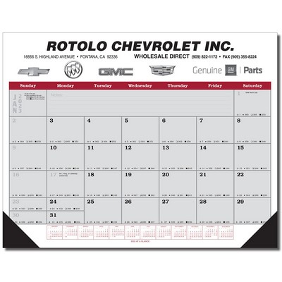Jumbo Desk Pad Calendar - Maroon/Gray Datepad w/Year at Bottom