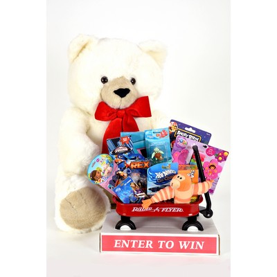 Valentine Bernie the Bear w/Radio Flyer Wagon