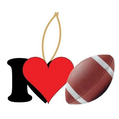 I Love Football Promotional Ornament w/ Black Back (4 Square Inch)