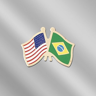 USA/Australia Cross Flags Stock Patriotic Pin
