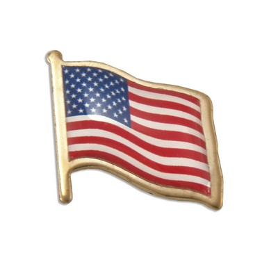 American Flag Domed Polished Brass Lapel Pin