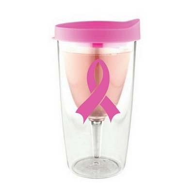 10 Oz. Double Wall Wine Tumbler w/ Floating Stem