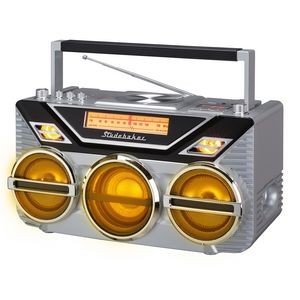 Studebaker Portable Stereo Bluetooth® Boombox w/CD/AM/FM Radio & 15W Subwoofer (Silver)