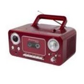 Studebaker Portable Bluetooth CD Player w/AM/FM Radio & Cassette Player/Recorder (Red)