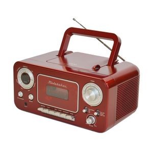 Studebaker Portable CD Player w/AM/FM Radio & Cassette Player/Recorder (Red)
