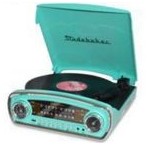 Studebaker 3-Speed Turntable w/Bluetooth® Receive & AM/FM Radio (Teal Green)