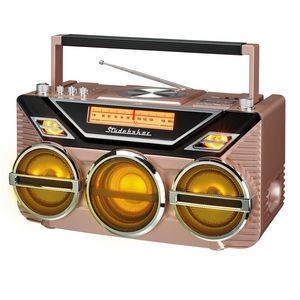 Studebaker Portable Stereo Bluetooth® Boom Box w/CD/AM/FM Radio & 15W Subwoofer (Pink)