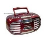 Studebaker Red Retro Edge Big Sound Bluetooth® Boombox w/CD/Cassette Player-Recorder & AM/FM Radio