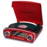 Studebaker 3-Speed Turntable w/Bluetooth® Receive & AM/FM Radio (Red)
