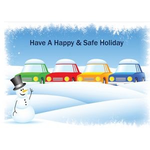 Snow Covered Cars Safe Holiday Greeting Card