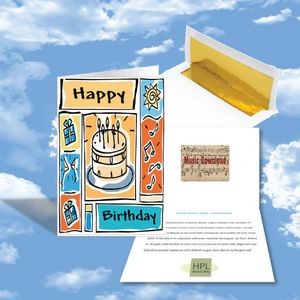Cloud Nine Birthday Music Download Greeting Card w/ Birthday Cake On Front