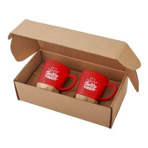 11 Oz. Ceramic Mugs w/Removable Bamboo Coaster Gift Set