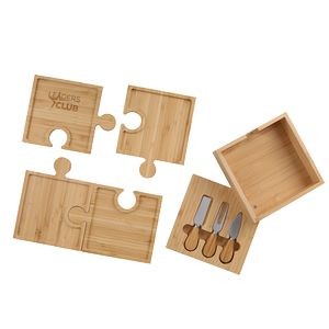 Bamboo Puzzle Cheese Board Set