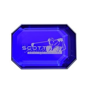 Optical Crystal Paperweights Sapphire & Rose