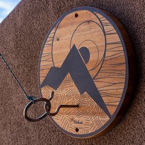 Hook and Ring Toss Game With Natural Wood Finish