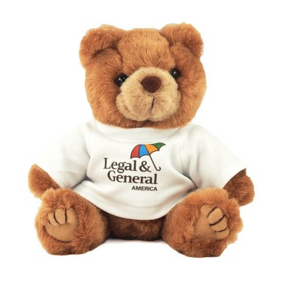 8" Brown Kirby Bear Stuffed Animal w/T-shirt & Full Color Imprint