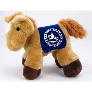 8" Prancer Horse Stuffed Animal w/Saddle & One Color Imprint