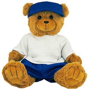 12" Baseball Bear Stuffed Animal w/T-Shirt, Shorts, & Cap