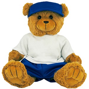 12" Baseball Bear Stuffed Animal w/T-Shirt, Shorts, & Cap