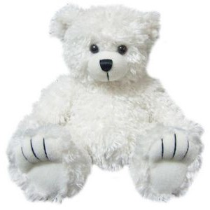 8" White Curly Bear Stuffed Animal
