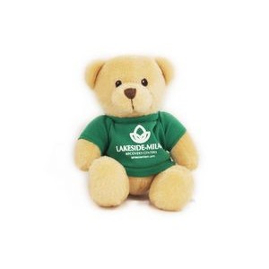 6" Tan Honey Bear Stuffed Animal w/T-Shirt & One Color Imprint