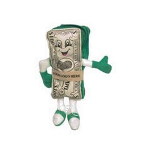 8" Money Man Beanie Stuffed Toy w/Money Band & One Color Imprint