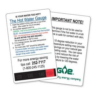 Hot Water Temperature Testing Card