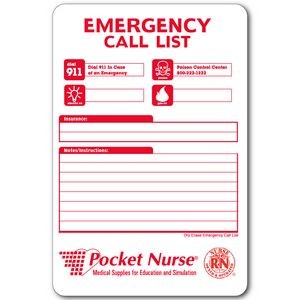 Erasable Emergency / Storm Preparation Call List Sign