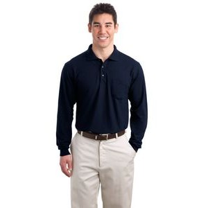 Port Authority Silk Touch Long Sleeve Polo Shirt w/Pocket