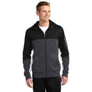 Sport-Tek Men's Tech Fleece Colorblock Full-Zip Hooded Jacket