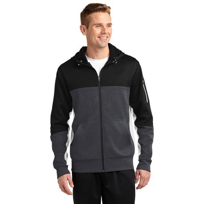 Sport-Tek® Men's Tech Fleece Colorblock Full-Zip Hooded Jacket