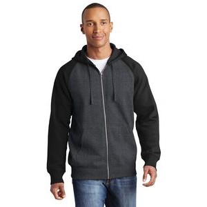 Sport-Tek Men's Raglan Colorblock Full-Zip Hooded Fleece Jacket