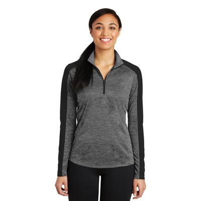 Sport-Tek® Ladies' PosiCharge® Electric Heather Colorblock 1/4-Zip Pullover Sweatshirt