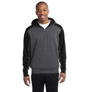 Sport-Tek® Men's Tech Fleece Colorblock 1/4-Zip Hooded Sweatshirt