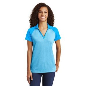 Sport-Tek® Ladies PosiCharge® RacerMesh® Raglan Heather Block Polo Shirt