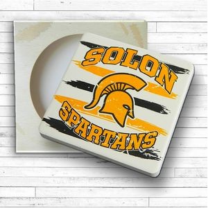 Square Absorbent Stone Coaster- Custom Printed - Packaged in Single Window Box - Basic Print