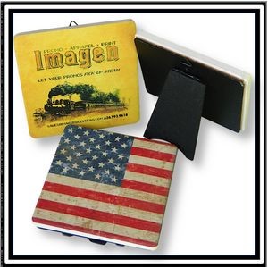 Custom Printed Square Stone Coaster with Easel Backing - Full Bleed