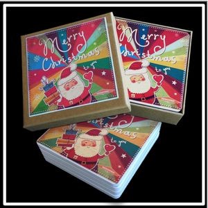 4 Square Absorbent Stone Coaster Gift Box Set with Printed Label - Full Bleed Print