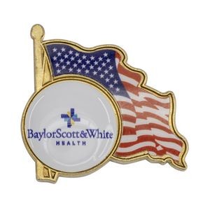 American Flag Lapel Pin w/ Custom Logo - Made in USA