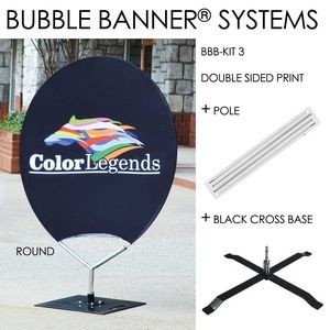 Bubble Banner® - Round Shaped - Double sided print + Frame + Black Cross Base