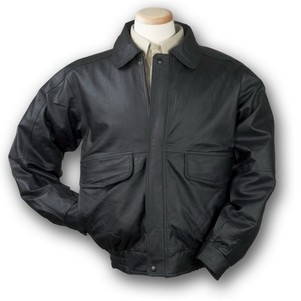 Men's Buffed Leather Bomber Jacket (Black)